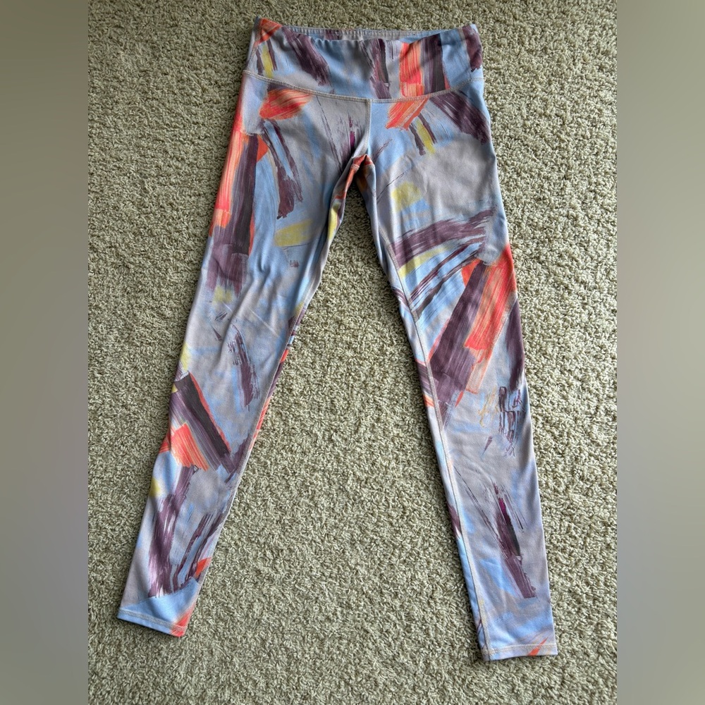 Alo Yoga Leggings XS Abstract‎ Paint Brush Print High Waist Stretch Pants